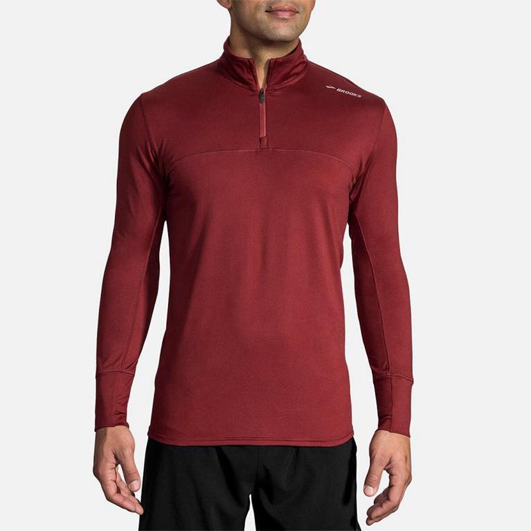 Brooks Dash Half Zip Running Jackets - Men's - Red (71860-LKYW)